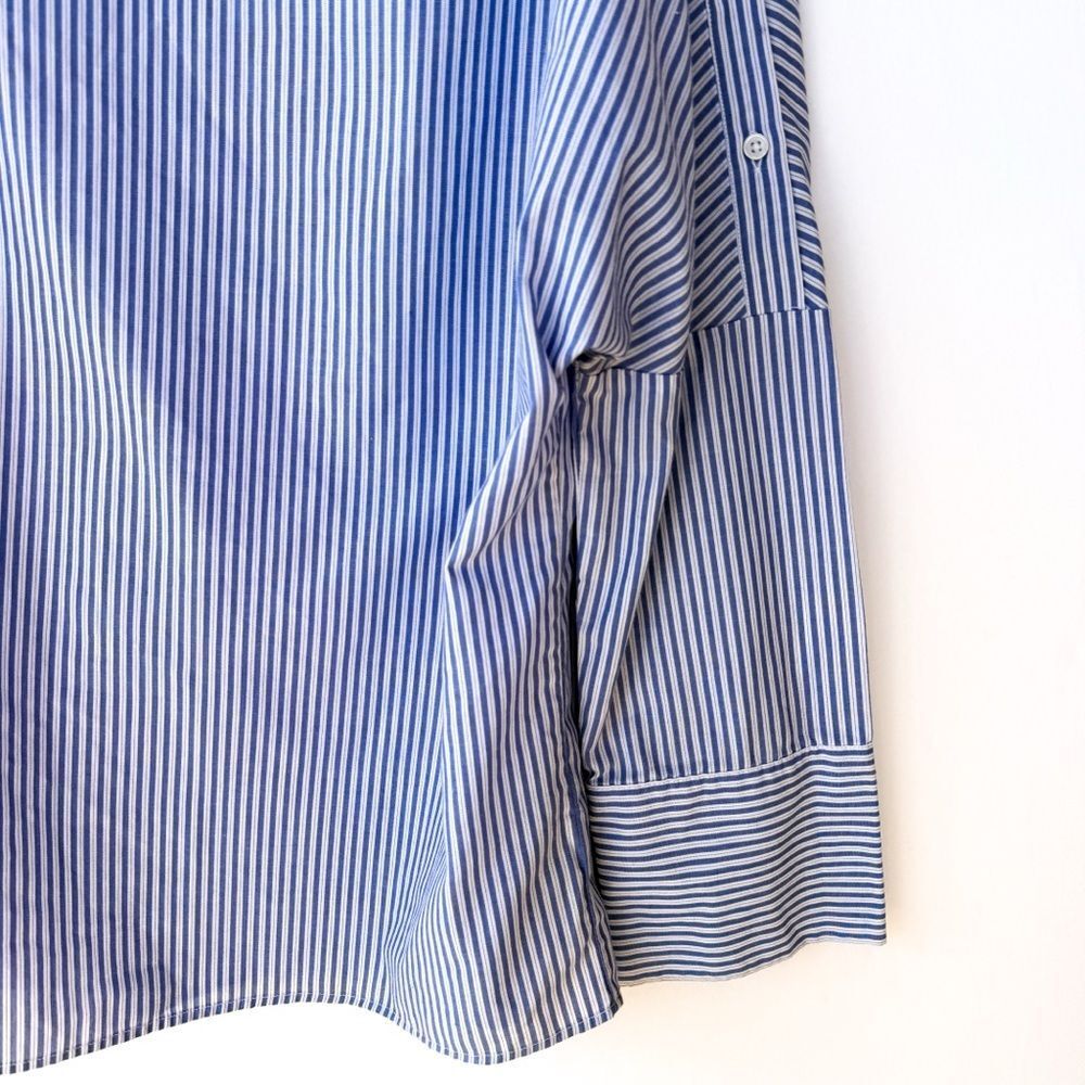 Who What Wear Blue White Striped Long Sleeve Boatneck Long Sleeve Shirt XL - Picture 5 of 8